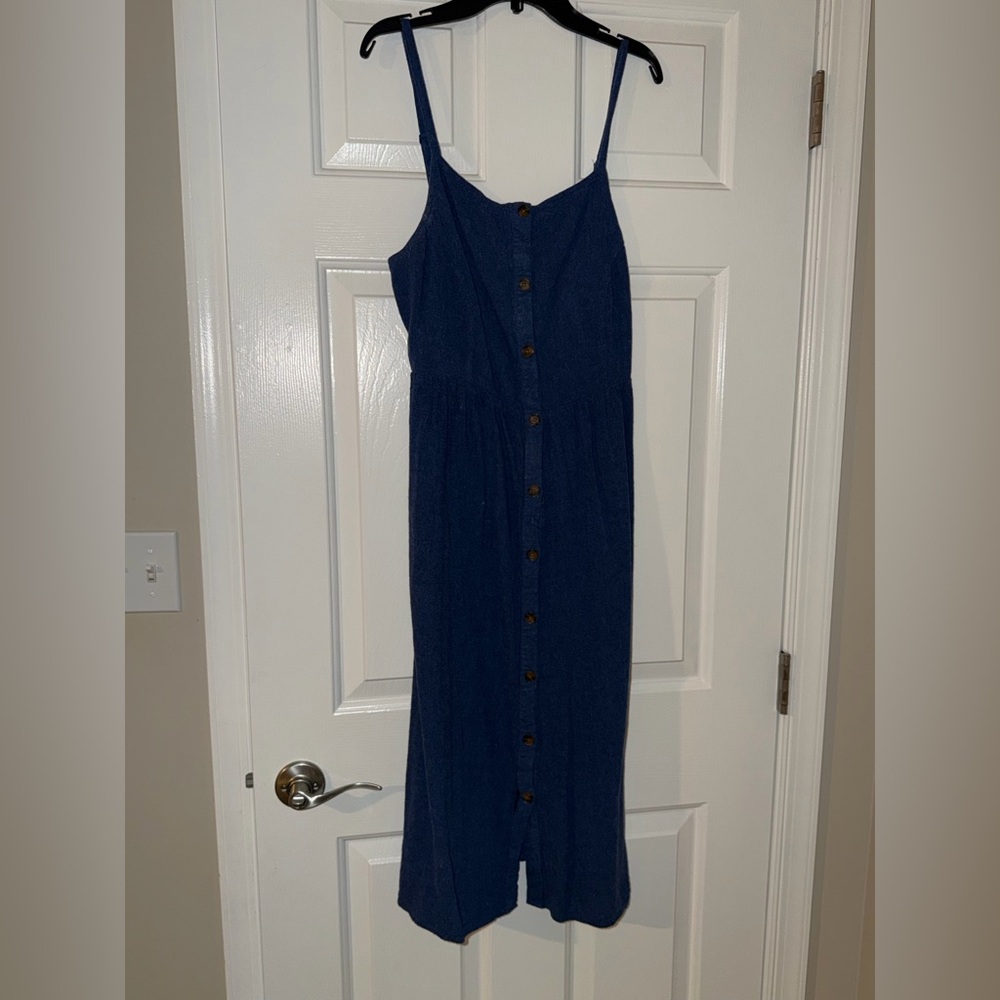 Elegant Blue Button-Down Dress